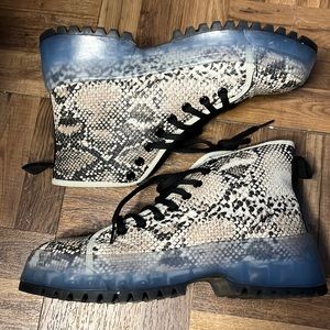 Qupid Snake Print Platform Boot